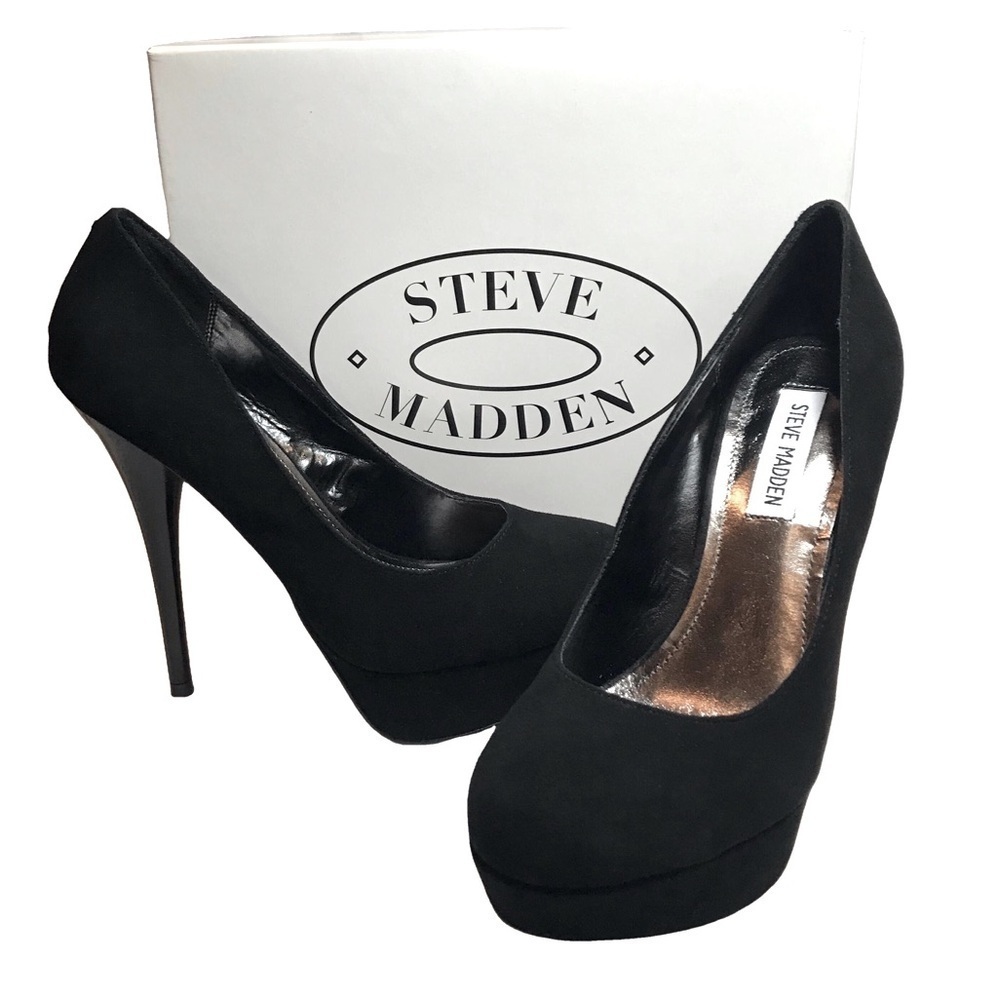 * NEW Black Suede Steve Madden Platform Pumps, 9M